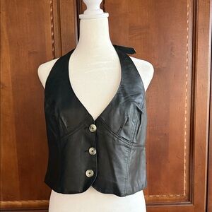 Black Leather Halter top